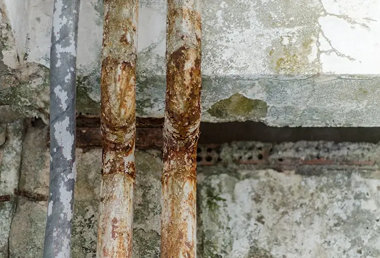 Old rusty pipes with lead