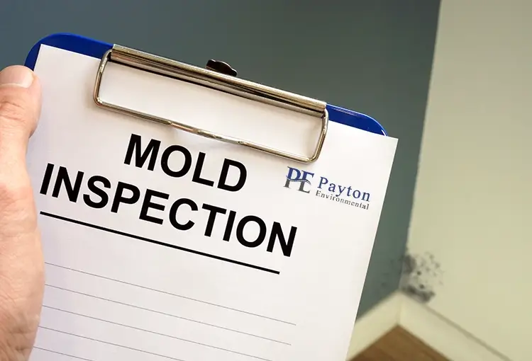 Clipboard with MOLD INSPECTION and Payton Environmental logo